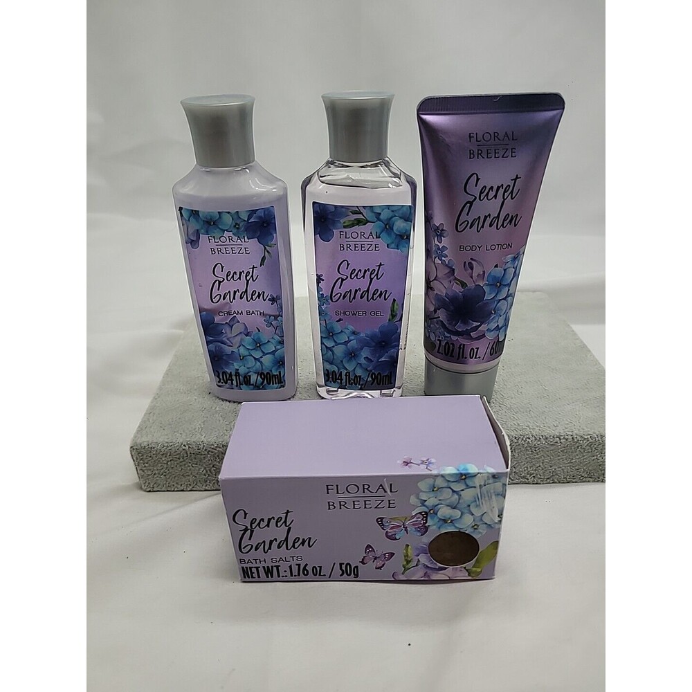 Floral Breeze Secret Garden 4pc Beauty Bath And Shower Set New